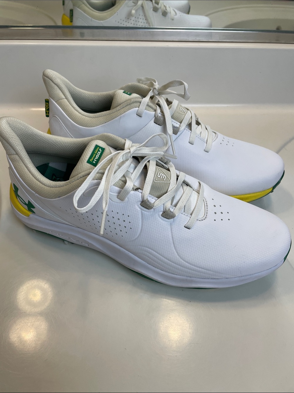 Under Armour Men’s Drive Pro Limited Edition Golf Shoes White Green Yellow